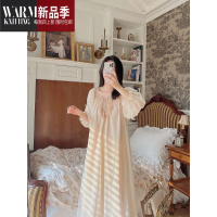 SHANCHAO少女宫廷风睡裙长袖睡衣女夏款2023年新款蕾丝花边家居服连衣裙子