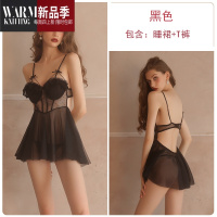 SHANCHAO性感胸垫网纱镂空吊带睡裙薄款私房钢托聚拢内衣女夏秋季诱惑短裙