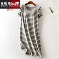 SHANCHAO莫代尔睡裙女夏薄款大码短袖带胸垫连衣裙休闲罩杯一体家居服