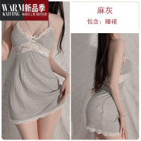 SHANCHAO性感睡衣女2023新款纯欲风内衣蕾丝露背床上吊带睡裙小胸显大