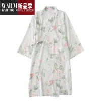 SHANCHAO睡裙女棉绸浴袍日式长袖冰丝薄款和服人棉绸日系晨袍夏季睡衣