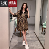 SHANCHAO款睡裙女夏季冰丝居家服豹纹孕妇大码高级感夏天女士睡衣