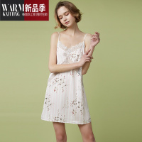 SHANCHAO吊带睡裙女夏季冰丝性感睡衣蕾丝薄款吊带裙睡袍家居服套