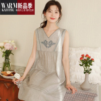 SHANCHAO『』新款连衣裙日系夏季无袖睡裙女布料双层纱布家居服