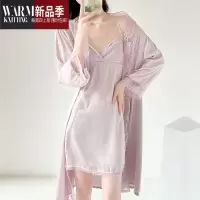 SHANCHAO性感睡衣女2022年冰丝新娘睡袍晨袍高级感蕾丝吊带睡裙套