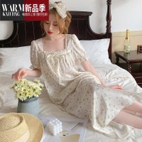 SHANCHAO2022年新款睡衣女冰丝性感薄款短袖甜美可爱中长款夏天睡裙
