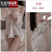 SHANCHAO夏季睡衣睡裙家居服套装长袖性感韩版薄款纯欲男友风衬衫深V新款