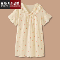 SHANCHAO『迷笛郁金香』田园风宽松大码甜美纱布睡衣女夏天可外穿睡裙