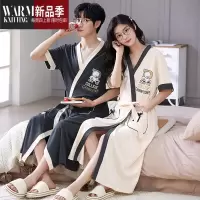 SHANCHAO新款睡袍睡衣女夏季短袖浴袍式夏天长款男士情侣睡裙浴衣晨袍