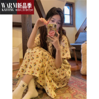 SHANCHAO韩国ins可爱苹果小熊睡裙女夏季磨毛棉短袖睡衣家居服可外穿