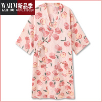 SHANCHAO『水蜜桃』日系睡袍睡裙女夏季纱布和服薄款夏天浴袍睡衣