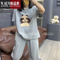 SHANCHAOTH天后高级棉小熊套装夏季短袖长裤卡通可外穿高级感家居服薄