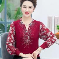 中年妈妈春装洋气打底上衣50岁中老年女春夏新款时尚长袖T恤小衫 广赫