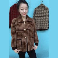 春季加厚金貂绒长袖短外套宽松休闲洋气减龄中老年妈妈女开衫上衣 广赫