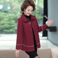 妈妈装秋装毛呢外套2022新款洋气高贵中年妇女秋上衣50岁中老年人 广赫