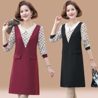 新款中年妈妈装春装连衣裙中长款打底裙子大码中老年女装裙子韩版 广赫