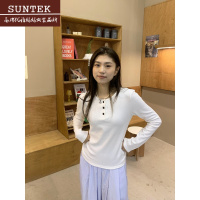 SUNTEK橘子树在哪儿 纯色半开领修身长袖上衣女新款百搭内搭打底衫