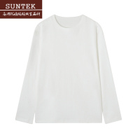 SUNTEK[第2件半价]自制230g白色长袖T恤女秋宽松内搭打底衫叠穿上衣