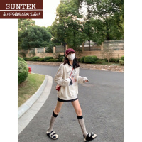 SUNTEK古着vintage卫衣女春秋复古欧美hiphop潮牌字母印花无帽灰色上衣