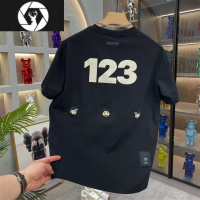 HongZun夏季小人头刺绣打底衫字母印花短袖男士新款圆领百搭透气网红半袖