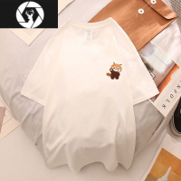 HongZun小熊情侣装大码T恤宽松贴布刺绣短袖t恤男女打底衫半袖tee夏