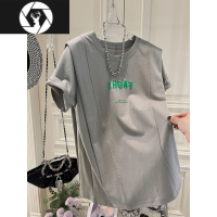 HongZun特大码300斤发泡字母不规则短袖T恤男女装夏季潮牌宽松休闲上衣衫