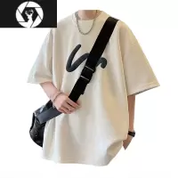 HongZun夏季短袖t恤男士宽松潮牌圆领半袖搭配工装短裤痞帅男装夏装套装