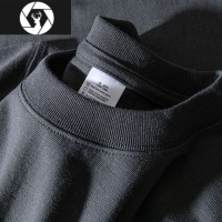 HongZun高级灰270g夏季新款短袖t恤纯色宽松休闲百搭暗灰色半袖t