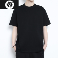 HongZun280g短袖t恤男士夏季潮流男装纯色黑打底衫内搭体恤半袖