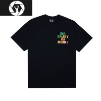 HongZun美式嘻哈彩虹字体刺绣短袖T恤男夏季潮牌休闲五分袖体恤DM