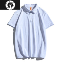 HongZun纯色简约潮牌衫男短袖夏新款港风宽松百搭翻领T恤保罗衫