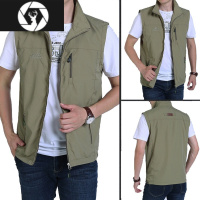 HongZun男士装户外运动速干秋季薄款坎肩背心马甲外套透气钓鱼新衣服