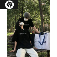 HongZun情侣装夏装2023新款短袖t恤男ins潮流黑色简约设计感半袖圆领体恤