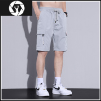 HongZun冰氧吧外穿短裤男款夏季薄款宽松中裤多口袋男士冰丝休闲五分裤子