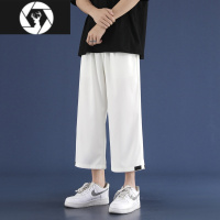 HongZun美式冰丝裤子男夏季薄款宽松七分潮流直筒夏天运动休闲裤