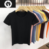 HongZun夏季纯黑色短袖t恤男修身圆领体桖弹力贴身紧身健身半袖打底衫潮