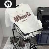 HongZun美式街头链条字母短袖t恤男女夏高街潮流痞帅hiphop街舞半袖上衣