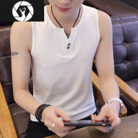 HongZun夏季男士背心无袖T恤运动汗衫修身型砍袖青年男韩版跨栏坎肩潮牌