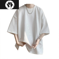 HongZun夏季男士短袖t恤宽松潮流美式做旧半袖盐系男友风穿搭ins港风套装