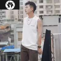 HongZunF夏季字母印花汗背心男生宽松运动休闲圆领T恤潮流无袖体恤打底衫