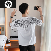 HongZun短袖t恤男2023新款夏季宽松潮牌ins梦想之翼翅膀痞帅炸街夏装体恤