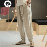 HongZun中国风男装棉麻裤子复古春秋青年大码宽松休闲灯笼裤中式唐装长裤