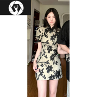 HongZun国风情侣装夏季2023新款小众设计感韩版潮流显瘦短袖旗袍一裙一衣