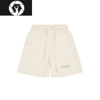 HongZun标语针织抽绳短裤 国潮牌夏季宽松弹力美式街头休闲五分裤男