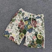 HongZun彩绘玫瑰短裤男士2023新款夏季个性花卉沙滩裤时尚印花休闲五分裤