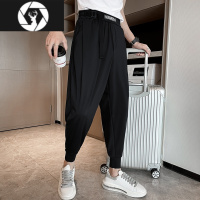 HongZun日系坠感西裤男士冰丝束脚九分裤子高级感发型师潮牌男装休闲裤薄