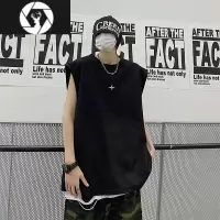 HongZun健身休闲无袖背心男士夏季新款潮牌宽松运动痞帅男装t恤坎肩衣服