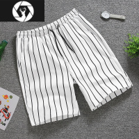 HongZun条纹短裤男外穿休闲中裤网红精社会小伙修身大裤衩五分沙滩裤子
