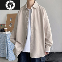 HongZun港风长袖衬衫男春秋巴洛克ins宽松痞帅高级情侣休闲衬衣外套寸衫