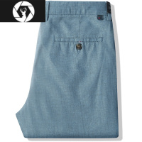 HongZun亚麻裤男士高端商务休闲裤薄款2023夏季奢华直筒免烫透气麻料长裤